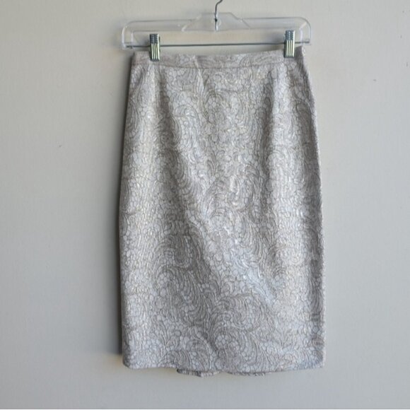 Ross Mayer gold/silver couture two piece suit skirt set With Feather Trim - Picture 15 of 17